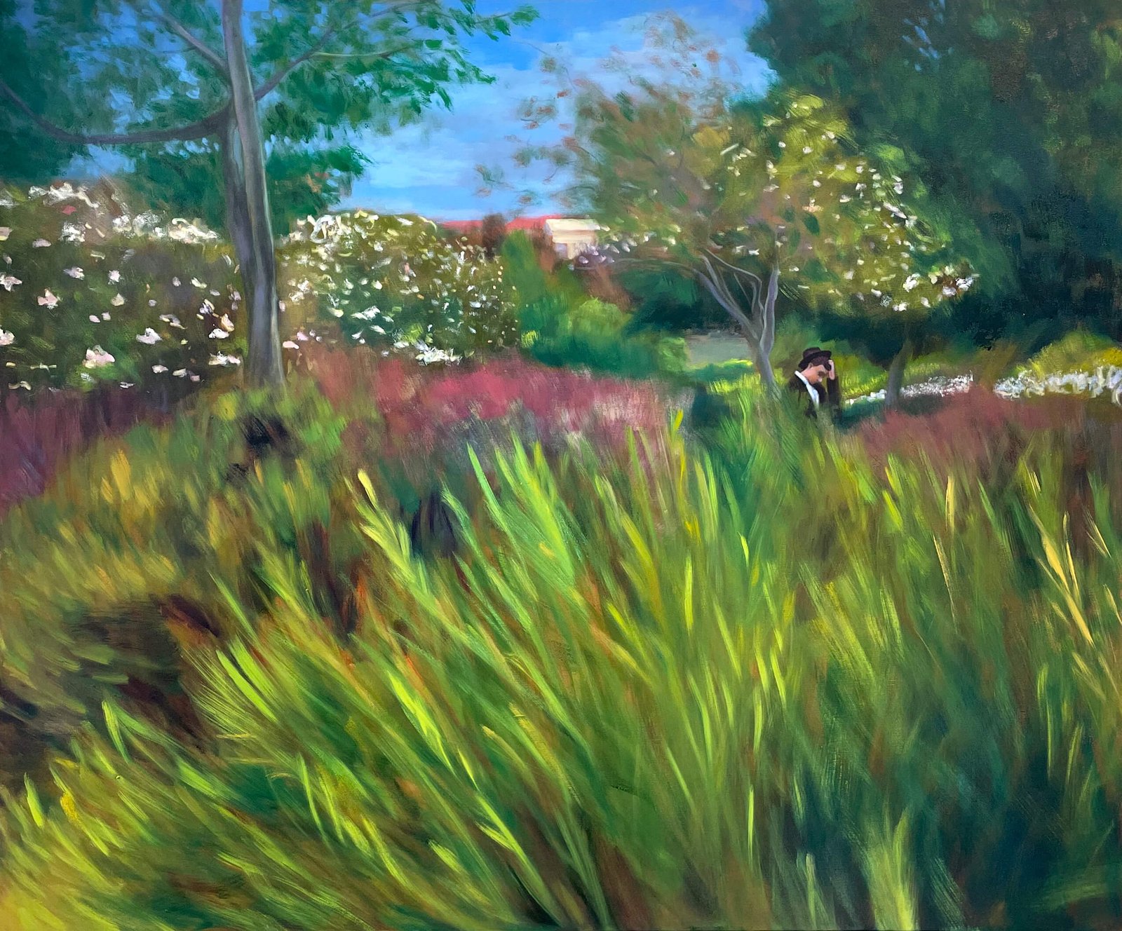 painting of landscape with boy